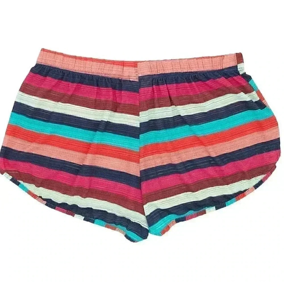 Colorful Striped Cover Up Beach Shorts Size Medium Summer Drawstring Shorts - Picture 2 of 3